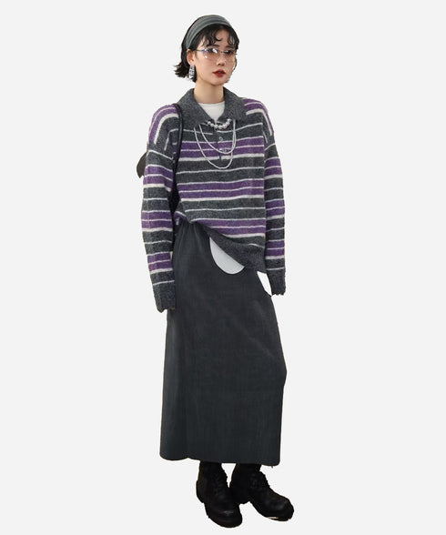 Stripe Collar Knit Pullover